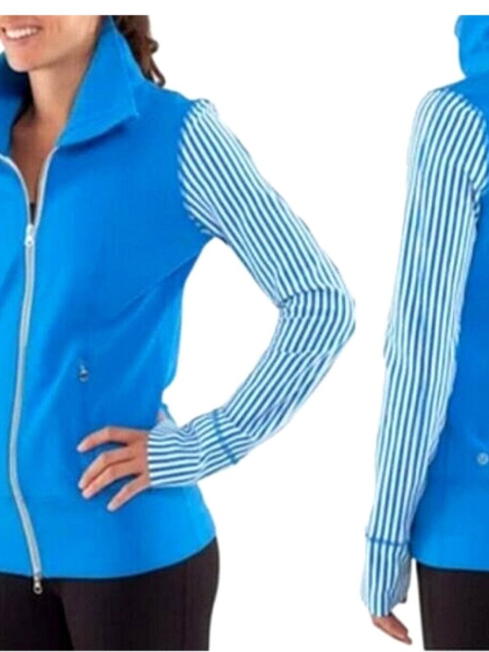 Lululemon Daily Yoga Jacket Blue White Stripe Full Zip size 4
